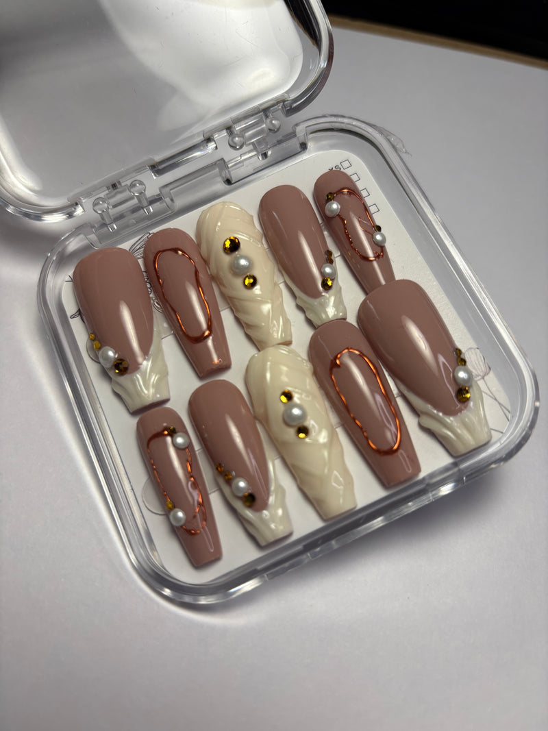 Press-On Nails -Chocolat blanc