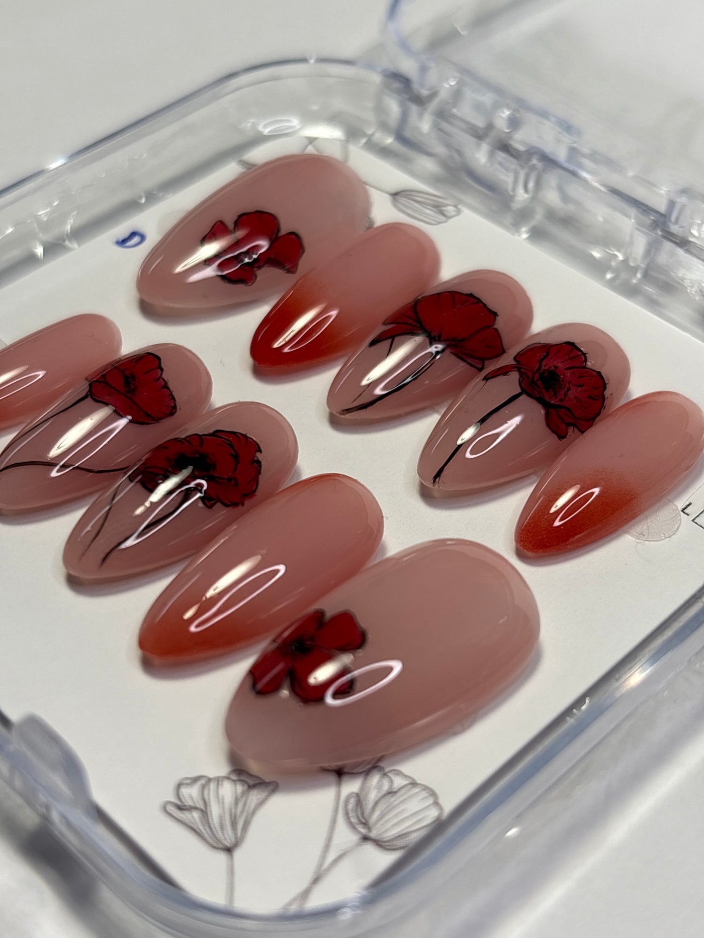 Press-On Nails Summer-Coquelicot