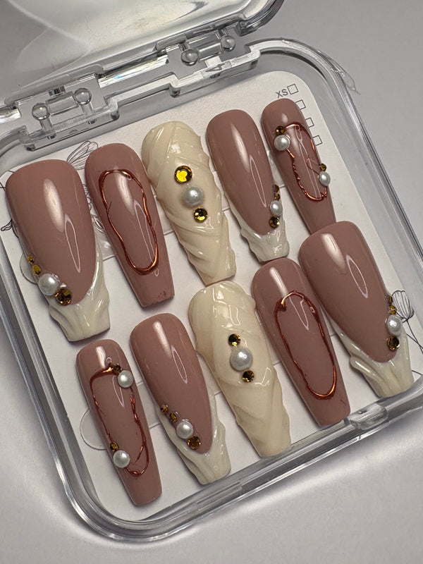 Press-On Nails -Chocolat blanc