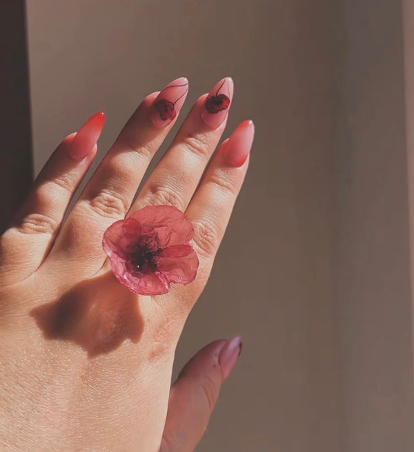 Press-On Nails Summer-Coquelicot