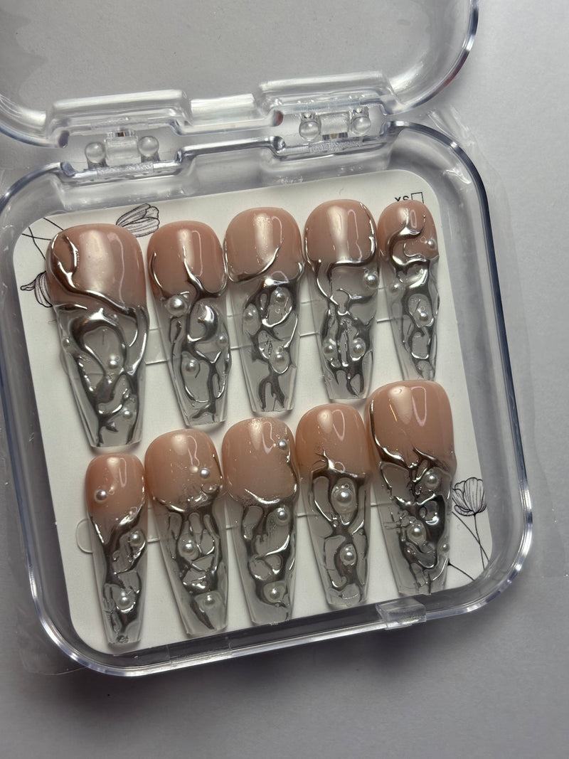 Press-On Nails - July silver