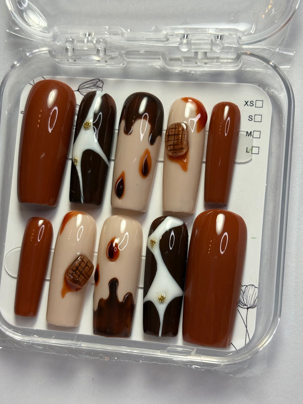 Press-On Nails-Choco caramel