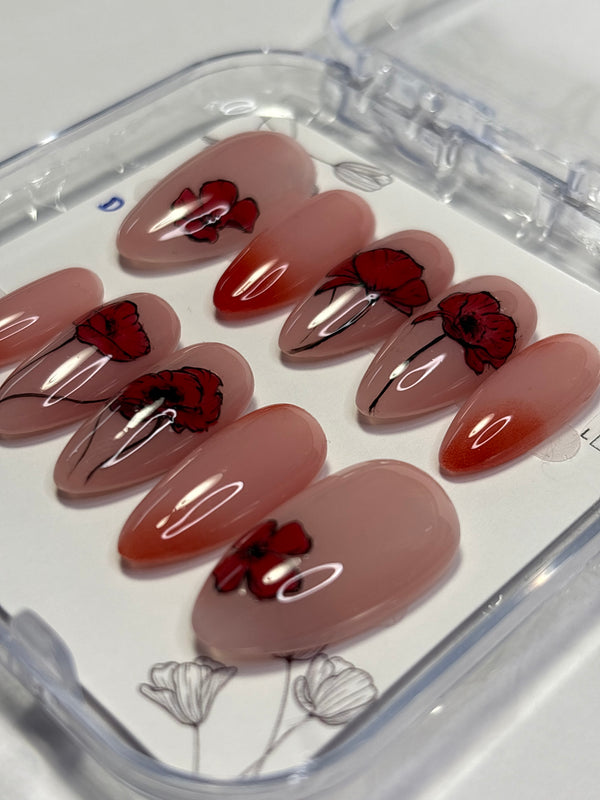Press-On Nails Summer-Coquelicot
