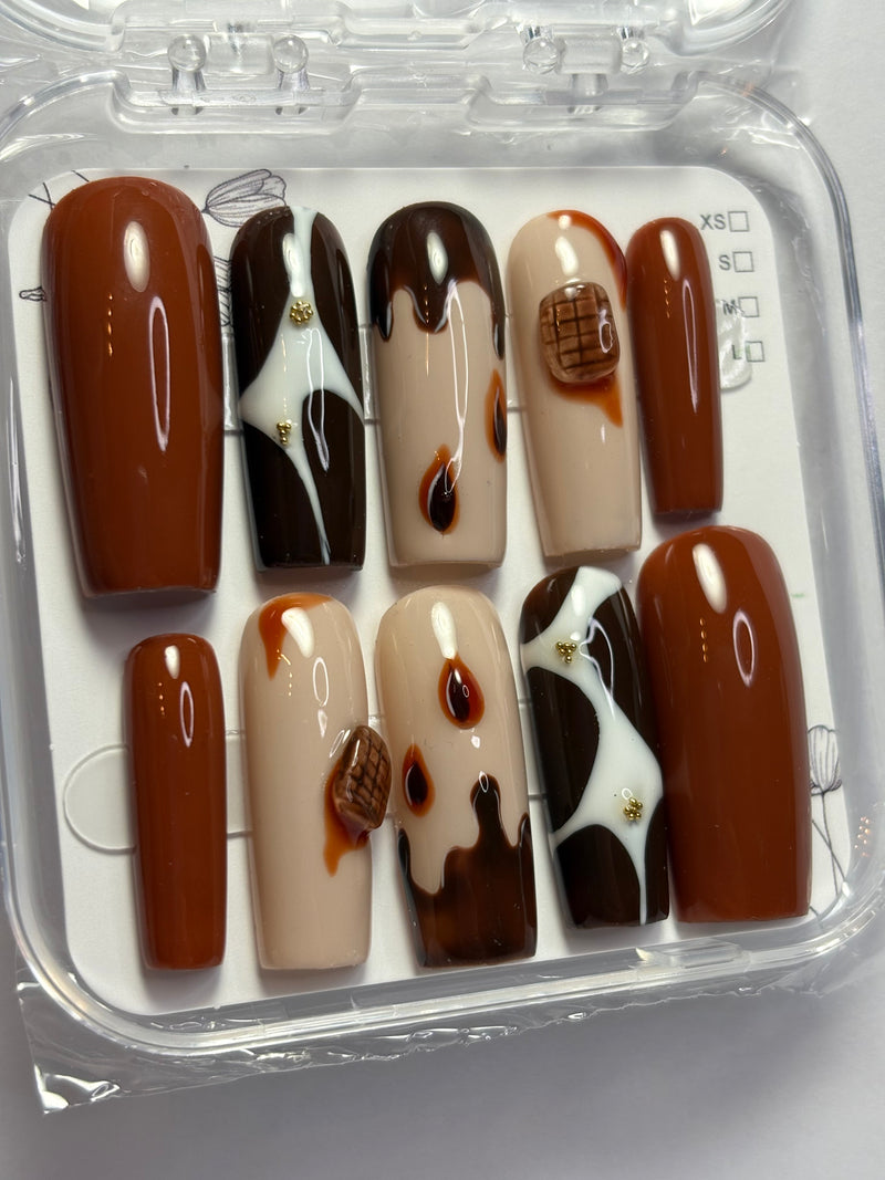 Press-On Nails-Choco caramel