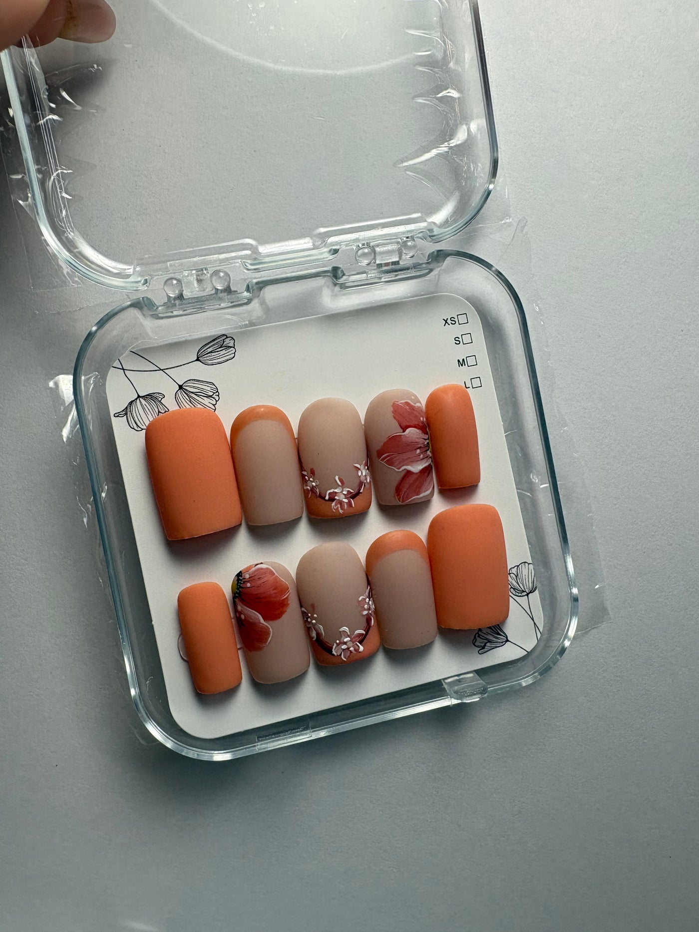 Press-On Nails -Teracota Flower