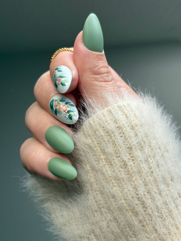 Press on Nails-Autumn Mint growvy
