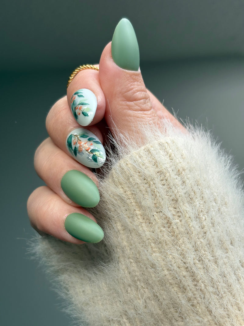 Press on Nails-Autumn Mint growvy