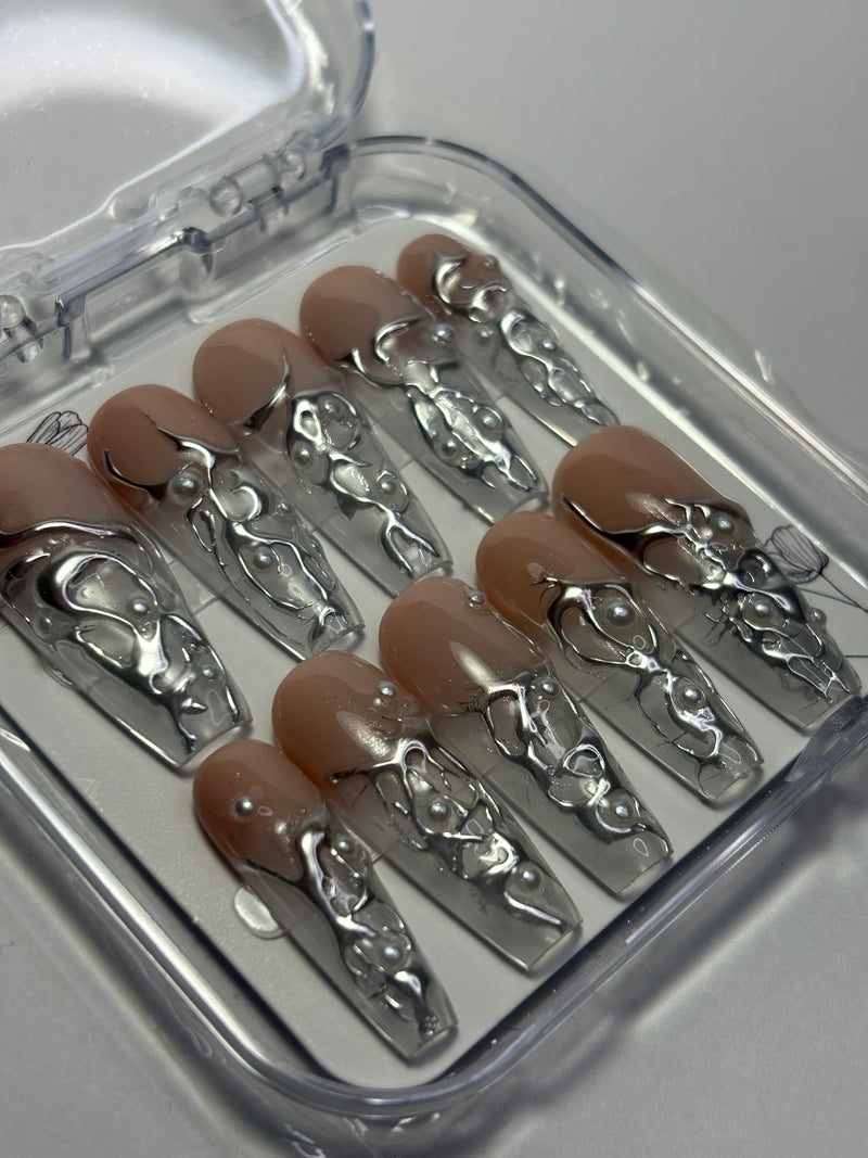 Press-On Nails  - July silver