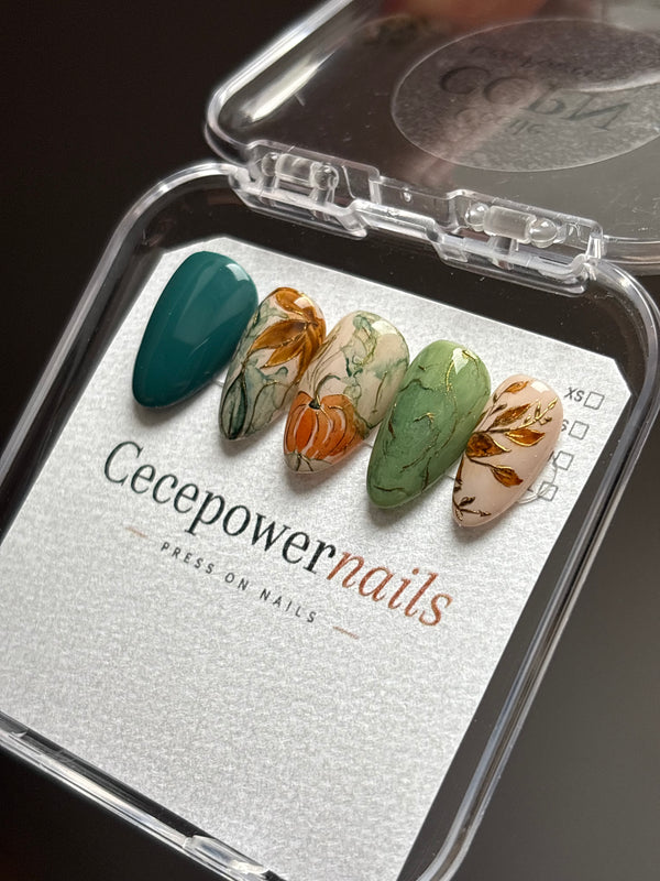 Press on Nails-Citrouille coloré